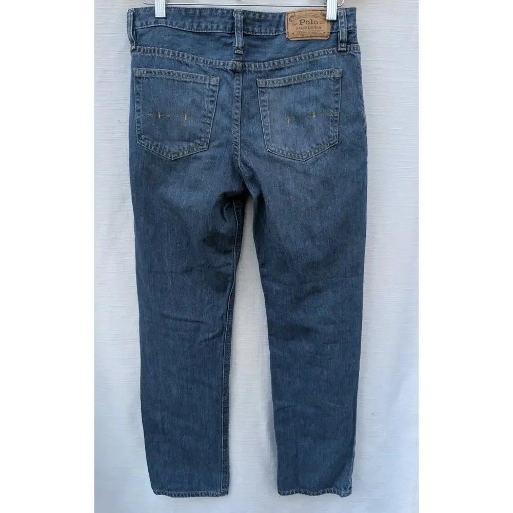 Polo Ralph Lauren Boys Slim Fit Straight Leg Jeans Sz 18‎ Cotton Medium Wash
